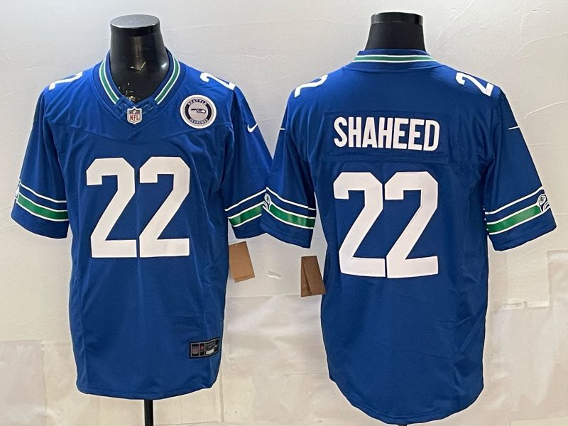 Men 2026 Seattle Seahawks #22 Shaheed Blue 3th generations Throwback Nike Limited NFL Jersey 03->seattle seahawks->NFL Jersey